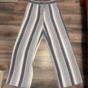 Cato Navy and White Patterned Wide Leg Pants